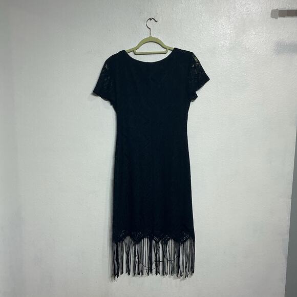 Sheri Martin Black Lace Midi Vintage Shift Dress Sz 4 - Picture 8 of 10